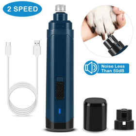 Dog Nail Grinder 2 Speeds Quiet USB Rechargeable Pet Nail Grinder Professional Pet Nail Trimmer Cordless Paws GroomingDog Nail Grinder 2 Speeds Q (Color: Dark Blue)